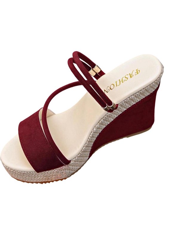 Womens Sandals Baeitkot Women's Versatile Plus-Size Two-Way Breathable Wedge Shoes Comfortable Summer Slippers