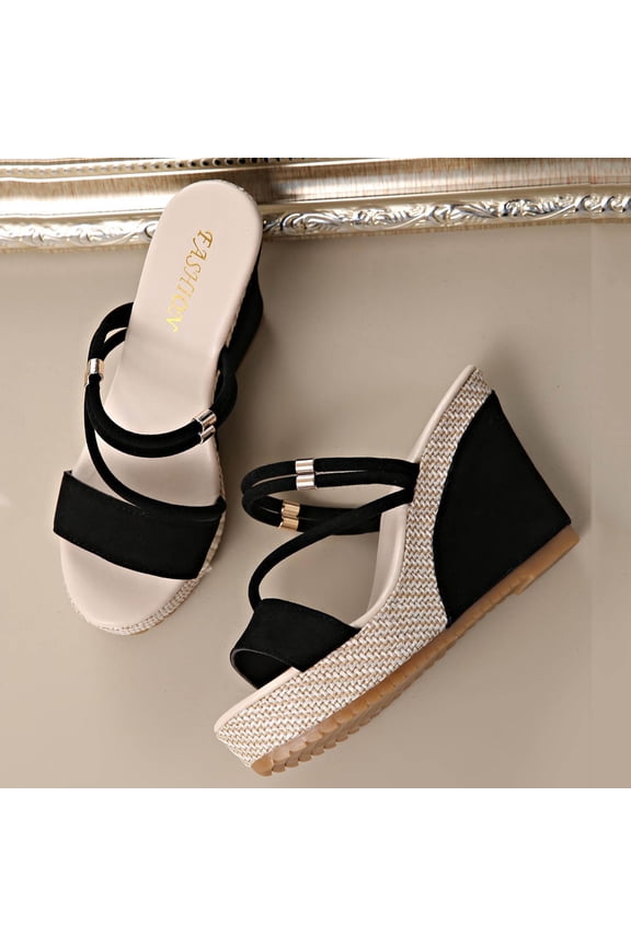Womens Sandals Baeitkot Women's Versatile Plus-Size Two-Way Breathable Wedge Shoes Comfortable Summer Slippers