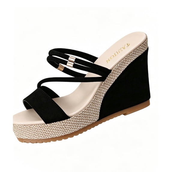 Womens Sandals Baeitkot Women's Versatile Plus-Size Two-Way Breathable Wedge Shoes Comfortable Summer Slippers