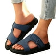 thumbnail image 1 of Womens Sandals Beach Summer Casual Peep Toe Platform Flats Slip on Slippers Walking Sandals for Women 2025, 1 of 6