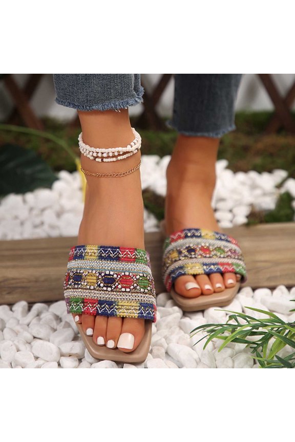 Womens Sandals Beach, Xunlbb Ladies Foreign Trade Large Size Fish Mouth Flat Flat Color Matching Beach Slippers(Multicolor,Size:36)