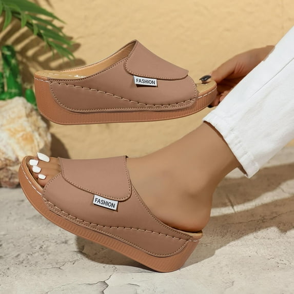 Womens Sandals Beach, Xunlbb Women's Fashion Casual Summer New Style Outdoor Flat Flip Flops Toe Flip Flops(Khaki,Size:43)