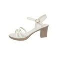 thumbnail image 1 of Womens Sandals Chunky Heel Breathable Open Toe Casual Daily Solid Color Ankle Strap Comfortable Walking Women Footwear Causal Summer Dressy Beach Shoes for Women White 6, 1 of 9