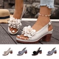 thumbnail image 1 of Womens Sandals Chunky Heel Open Toe Adjustable Ankle Strap Women's Casual Versatile Comfortable Beach Sandals, 1 of 10