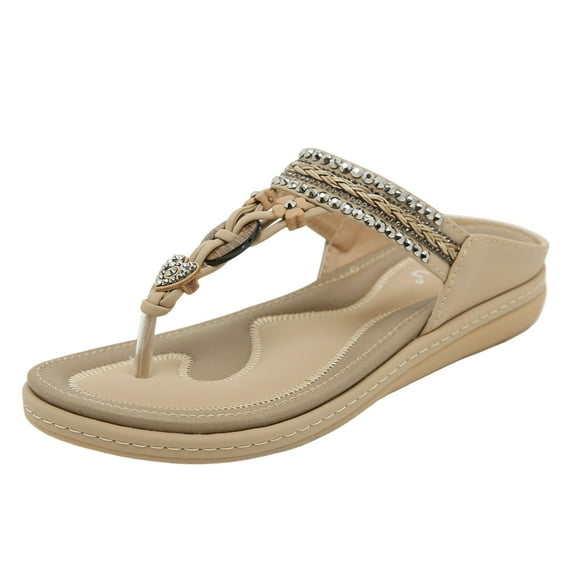 Womens Sandals Comfort Arch Support Sandals Summer Walking Shoes Casual Ankle Elastic Flip Flops Sandals Women's Fashion Casual New Home Comfortable Light Fish Mouth Sandals