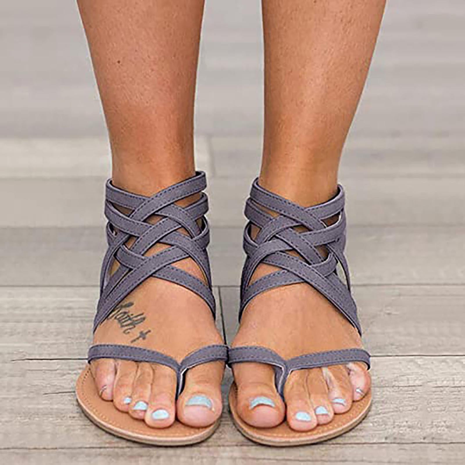 Womens Sandals Comfort Flats Shoes Flat Sandals Zipper Open Toe Slippers  Roman Shoes Summer Beach Sandals Bohemian Beach sandals
