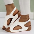 thumbnail image 1 of Womens Sandals Comfortable Arch Support Wedge Heel Open Toe Elastic Ankle Straps Breathable Sandals Summer Women's Trendy Casual Daily Beach Shoes White 37, 1 of 6