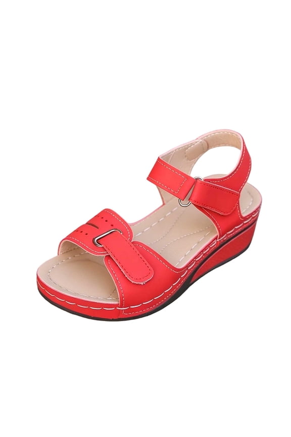 Womens Sandals Comfortable Fashion Casual Beach Hollow Flat Sandals Breathable Open Toe Buckle Wedge Heel Sandals