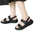 thumbnail image 1 of Womens Sandals Comfortable Footbed Arch Support Walking Shoes 2026 Summer Trendy Slingback Platform Flat Shoes Black Size 5.5, 1 of 7