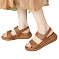 thumbnail image 1 of Womens Sandals Comfortable Footbed Arch Support Walking Shoes 2026 Summer Trendy Slingback Platform Flat Shoes Brown Size 8, 1 of 7