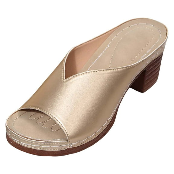 Womens Sandals Comfortable Walking Sandals Platforms Womens Wide Shoes Extra Wide Tan for Women Size 11 Bridesmaid Women's Summer On Casual Beach Yoga Shoes With Mid Heel Gold 9