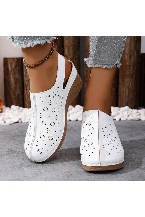 Womens Sandals Comfortable Wedge Closed Toe Slip-on Leisure Hollow Slides Shoes for Spring Summer Casual Daily Holiday Beach