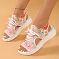 thumbnail image 1 of Womens Sandals Comfortable Wedge Heel Open Toe Elastic Ankle Straps Hollow Breathable Sandals Summer Casual Hollow Sport Shoes Pink 37, 1 of 9