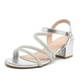 thumbnail image 1 of Womens Sandals Dressy Chunky Heels Low Block Open Toe Sandals Dress Party Shoes Silver Size 10.5, 1 of 6