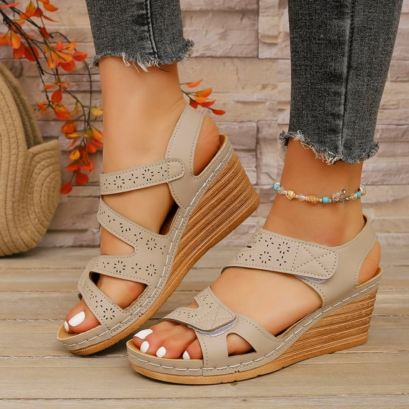 Womens Sandals Dressy Clearance, Xunlbb Fashion Women Casual Round Head Comfy Sandals Beach Casual Sandals Shoes(Khaki,Size:37)