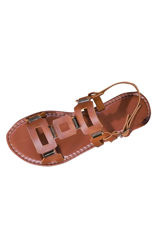 Womens Sandals Dressy Oofos On Sale Women's Fashionable Casual Versatile Double Buckle Vacation Summer Trendy Flat Lightweight Beach Sandals Brown