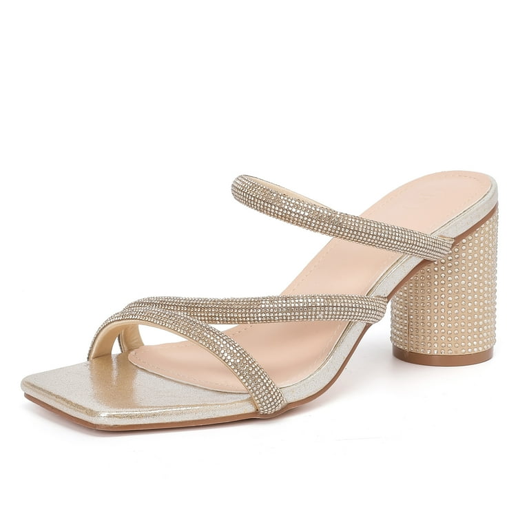 Womens Sandals Heels Dressy Summer Square Open Toe Sandals Holiday