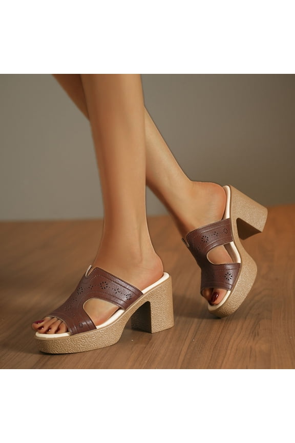 Womens Sandals Ladies Wedge Sandals Wide Fit Open Toe Espadrilles High Heels Summer Shoes Brown 9