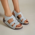 thumbnail image 1 of Womens Sandals Oofos Women Womens Sandles Women's Fashion Casual Spring And Summer Comfortable Style Solid Color Breathable Round Toe Open Toe Thick Bottom Wedge Heel Sandals Gray, 1 of 8