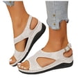thumbnail image 1 of Womens Sandals Open Toe Hollow out Low Wedge Antislip Comfortable Footbed Slingback Orthopedic Walking Shoes White Size 9, 1 of 7
