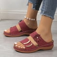 thumbnail image 1 of Womens Sandals Plus Size Summer Casual Solid Flip-flops Beach Wedge Toe Fish Mouth Sandals, 1 of 4