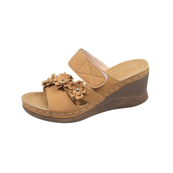 Womens Sandals Wedge Platform: Summer Open Toe Wedge Dressy Sandals Women - Comfortable Walking Low Sandal Fashion Women Casual Round Head Comfy Slippers Beach Casual Slipsole Shoes