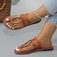 thumbnail image 1 of Womens Sandals Wide Width, Going Out Shoes for Women, Wide Width Sandals for Women, Women's Gold Flip Flops Summer Sandals 2026 Wedding Dressy Vacation Beach Open Toe Slides Shoes, Brown 8, 1 of 5