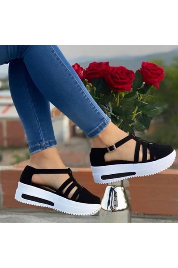 Womens Sandals Womens Platform Sandals Women's Platform Sandals 2026 - Strappy Closed Toe Wedges with Arch Support & Adjustable Buckle