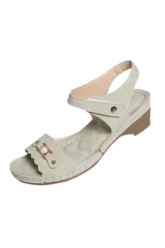 Womens Sandles Oofos Women Sandals Women's Fashion Casual Versatile Buckle Spring And Summer Comfortable Thick Heel Open Toe Sandals Green