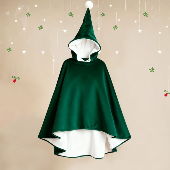 Womens Santa Claus Cape Hooded Christmas Poncho Cloak Holiday Party Christmas Gift Sherpa Lined Wrap Shawl Cozy Soft Capes Coat Funny Trendy Xmas Party Outfits