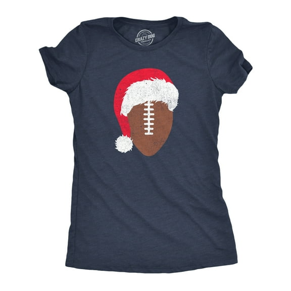Womens Santa Football T Shirt Funny Xmas Lovers Foot Ball Season Tee for Ladies Womens Graphic Tees