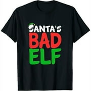 Womens Santa'S Bad Elf T-Shirt | Black, Printed Tees, Graphic Tshirts Black 2X-Large