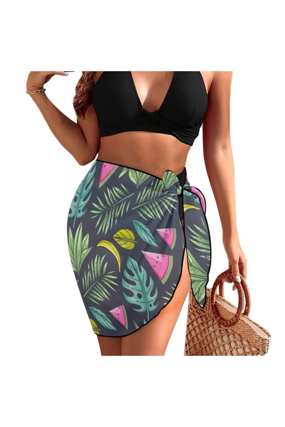 Womens Sarong Bikini Swimsuit Cover Up - Ladies Beach Bathing Suits Wrap - Melon - S