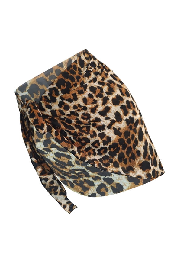Womens Sarongs Wrap Skirt Leopards Print Tie Side Beach Bikini Cover Ups Skirt