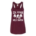 thumbnail image 1 of Womens Sasquatch Social Distancing World Champion Bigfoot Flowy Racerback Tank Top T-Shirt, 1 of 1