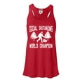 thumbnail image 1 of Womens Sasquatch Social Distancing World Champion Bigfoot Flowy Racerback Tank Top T-Shirt, 1 of 1
