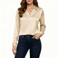 thumbnail image 1 of Womens Satin Button down Shirts, Work Casual Dressy Blouses, Shirt, Fall Collar Long Sleeve Tops, 1 of 7