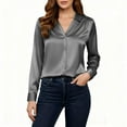 thumbnail image 1 of Womens Satin Button down Shirts, Work Casual Dressy Blouses, Shirt, Fall Collar Long Sleeve Tops, 1 of 7