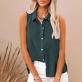 thumbnail image 1 of Womens Satin Camisole Plus Size Women Sleeveless Button Shirt Collared Linen Tops Casual Loose Breathable Office Summer Tank Gray 3XL, 1 of 7