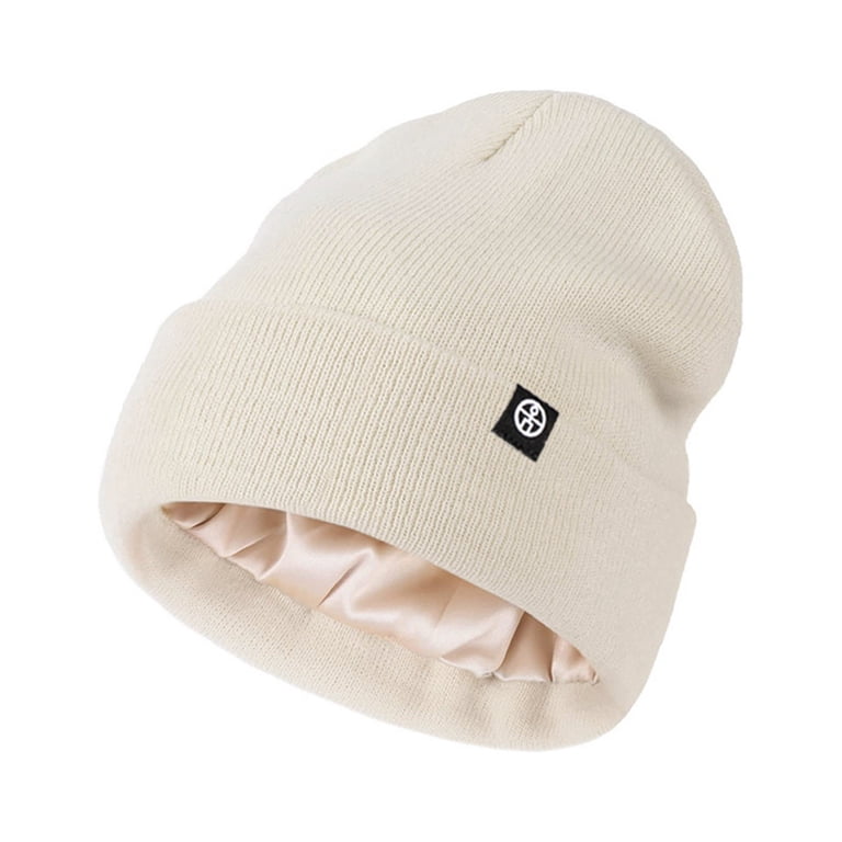 6 Pack Satin Lined Beanie Soft Silk Lined Knit Winter Warm Cuffed Hats Unisex Silicherry 6 Pack Satin Lined Beanies for Women Knitted  main image 3