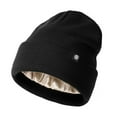 thumbnail image 1 of Womens Satin Lined Knit Beanie Hat Winter Hats for Women Men Silk Lining Soft Slouchy Warm Cuffed Beanie Hat, 1 of 1