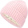 thumbnail image 1 of Womens Satin Lined Knit Beanie Hat Winter Warm Cuffed Knitted Silk Lining Hat Soft Stretch Cable Skull Cap, 1 of 4