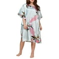 thumbnail image 1 of Womens Satin Nightgown, Floral Print Kaftan Sleepwear, One Size Fits up to 16/18, 1 of 4