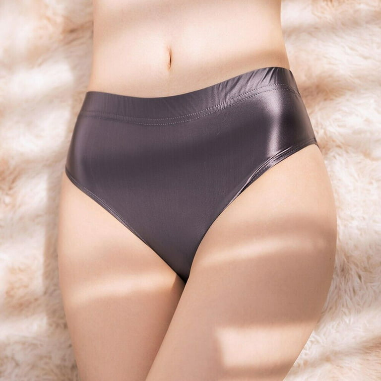 US Women Glossy Briefs Underwear Shiny Thongs Silk Satin Trunks Stretchy  Panties