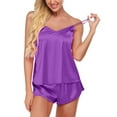 thumbnail image 1 of Womens Satin Pajamas Cami Shorts Set Nightwear Pajamas Set, 1 of 6