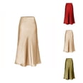 thumbnail image 1 of Womens Satin Skirt Elastic High Waist Midi Skirt Elegant Dressy Casual Party Wedding Skirts, 1 of 3