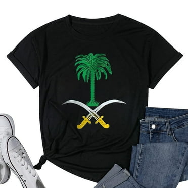 Womens Saudi Arabia Coat Of Arms Dark T Graphic Shirt Black Small