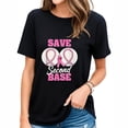 thumbnail image 1 of Womens Save Second 2nd Base Funny Baseball Breast Cancer Awareness T Shirt Black 2X-Large, 1 of 5