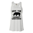 thumbnail image 1 of Womens Save The Chubby Unicorns Funny Rhino Flowy Racerback Tank Top T-Shirt, 1 of 1
