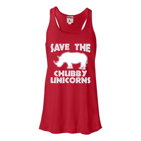 Womens Save The Chubby Unicorns Funny Rhino Flowy Racerback Tank Top T-Shirt